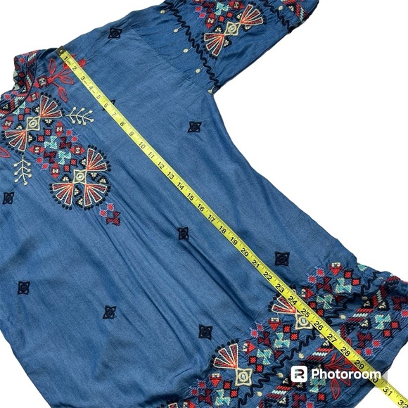 Johnny Was Mareen Kimono XS – Chambray Embroidered Boho Cardigan - Picture 13 of 14